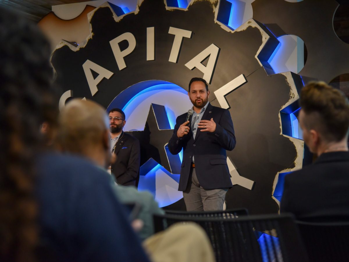 Arthur Grijalva, SpaceWERX director, addresses tech startups at South by Southwest in Austin, Texas, March 9, 2024. Credit: U.S. Air Force photo by Matthew Clouse