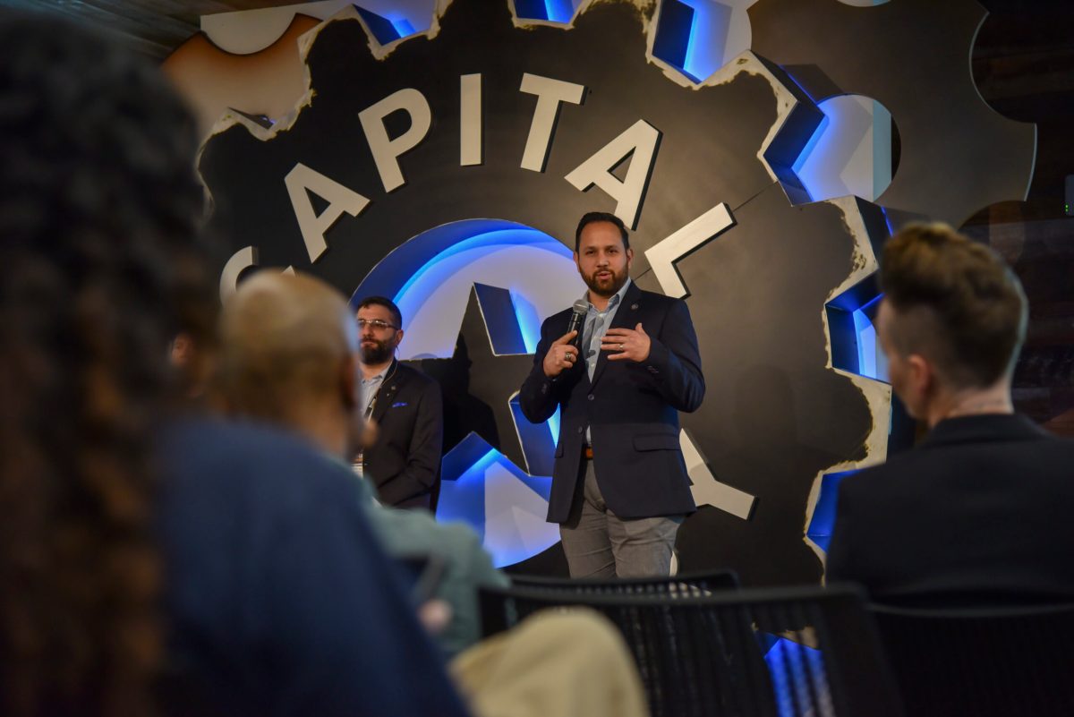 Arthur Grijalva, SpaceWERX director, addresses tech startups at South by Southwest in Austin, Texas, March 9, 2024. Credit: U.S. Air Force photo by Matthew Clouse