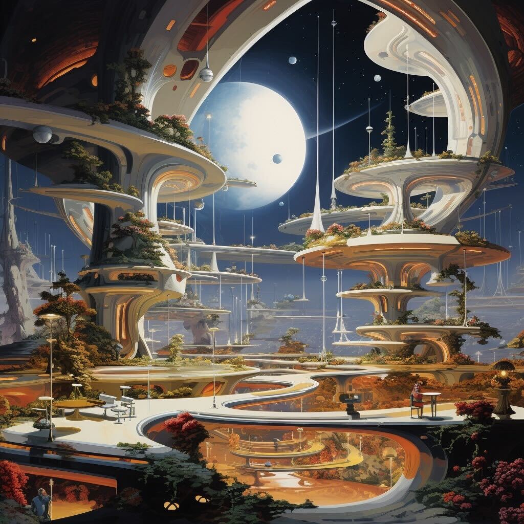 AI illustration of "novel space ideas defying institutional gravity" generated by the editor using Midjourney. Credit: Brian Berger / SpaceNews